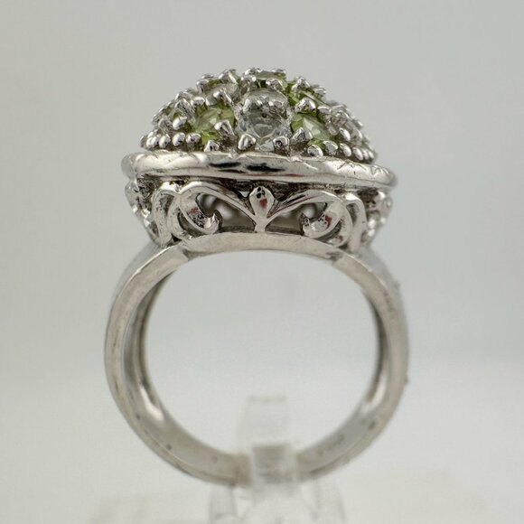 3 Carat Large and Beautiful Peridot Pave' Ring Size 7 - Picture 3 of 16